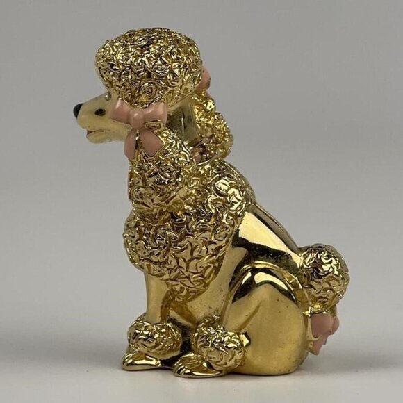 1999 Vintage Estee Lauder Gold Petite Poodle Solid Perfume Compact - Collectible - Picture 1 of 5